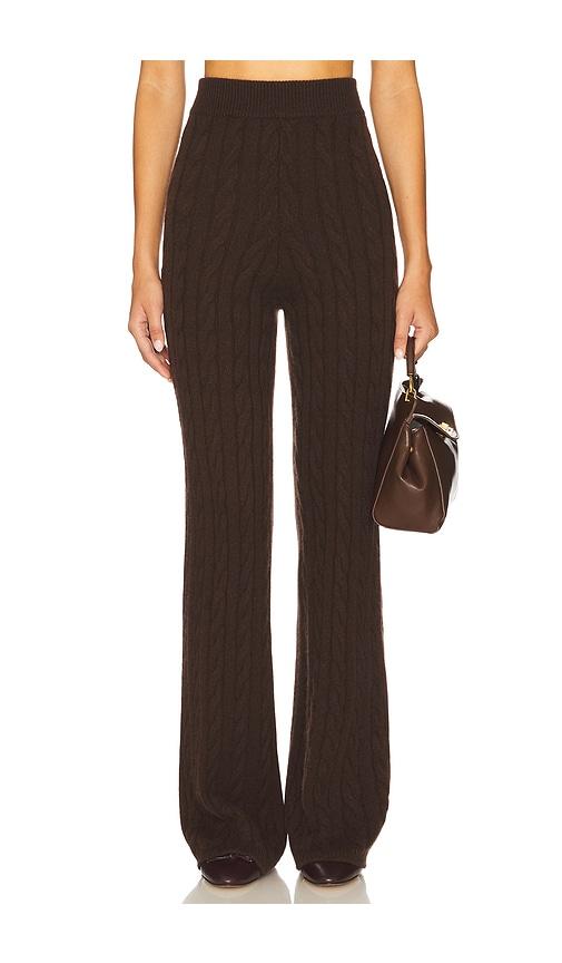 soft goat cable knit pants in brown. - size l (also in xs)
