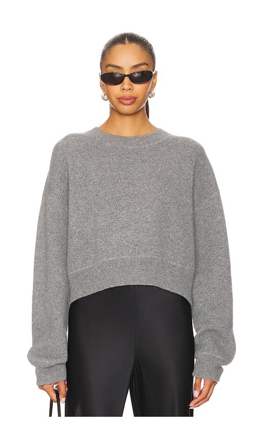 soft goat double faced crewneck pullover in grey. - size l (also in m)