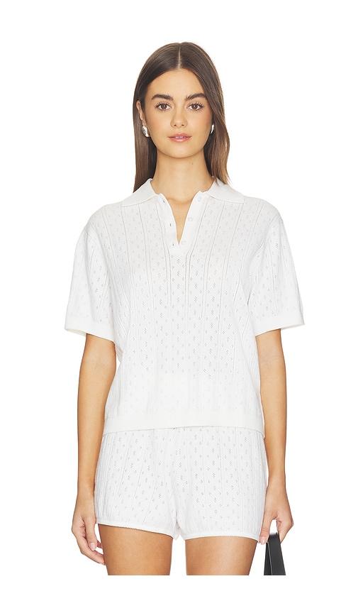 soft goat pointelle pique top in white. - size l (also in xl, s, m)