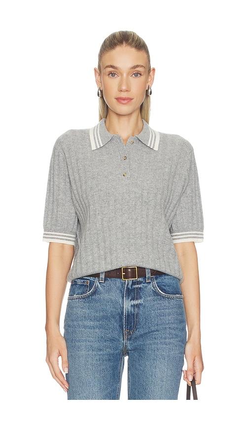 soft goat striped pique top in grey. - size m (also in s)