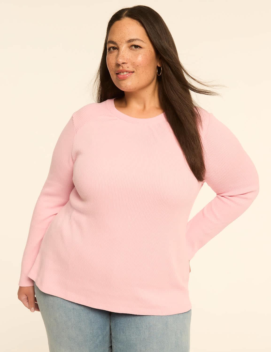 soft spun shirred-neck top