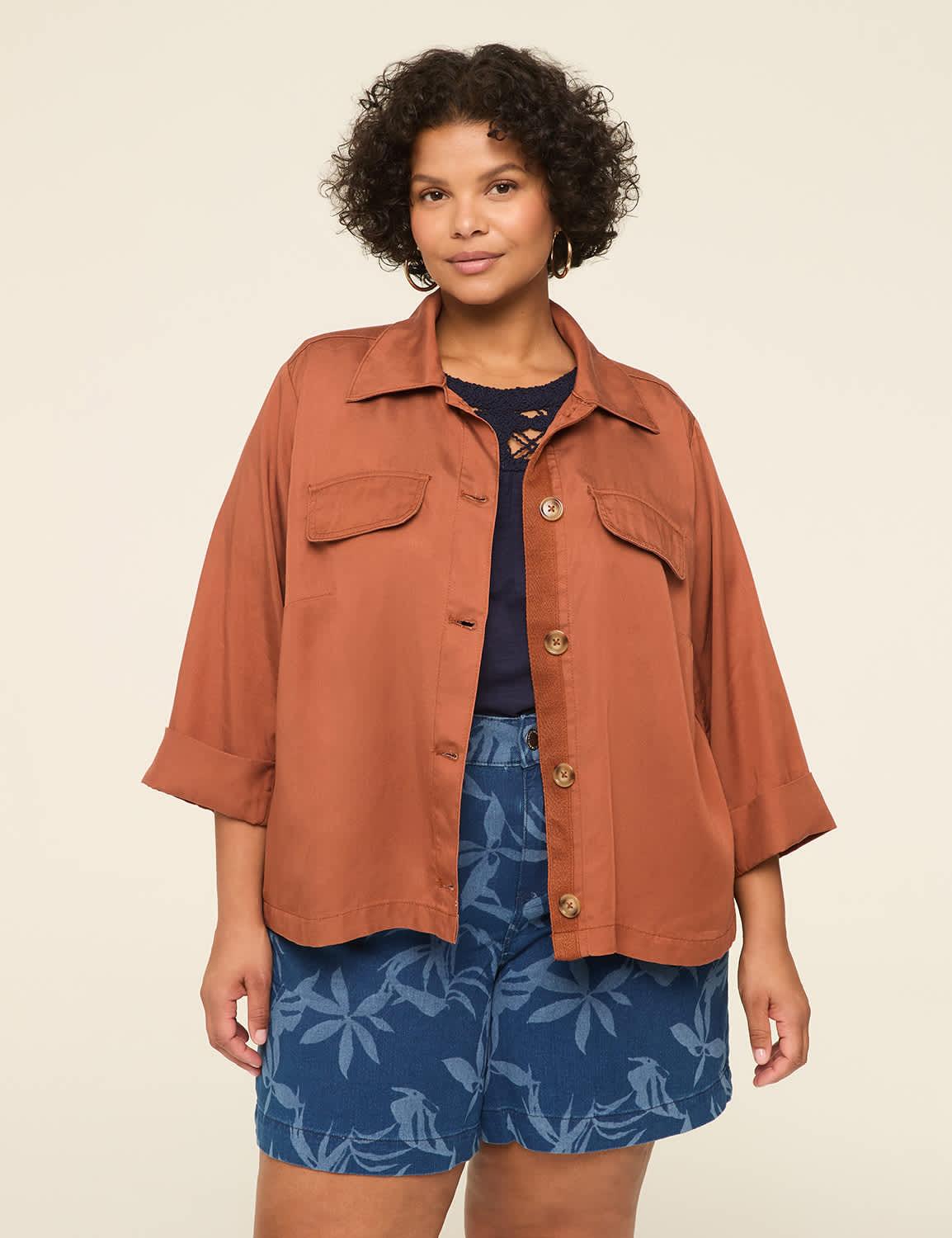 soft twill button-front jacket