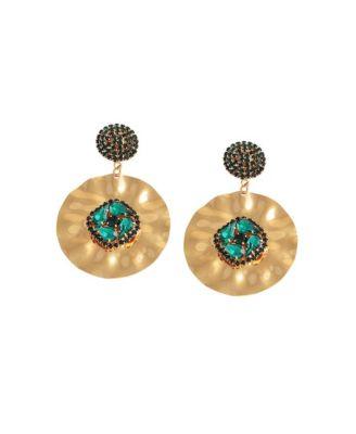 sohi womens gold circular drop earrings