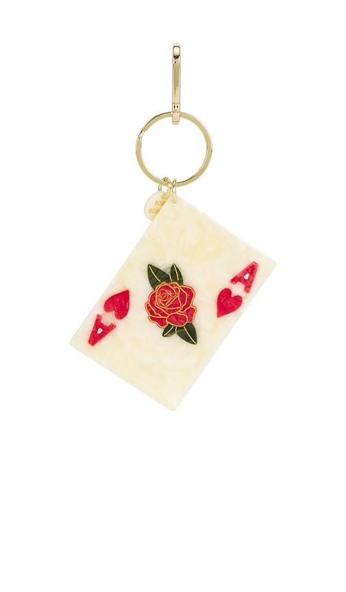 solar eclipse hand-painted ace of hearts bag charm + keychain in neutral.
