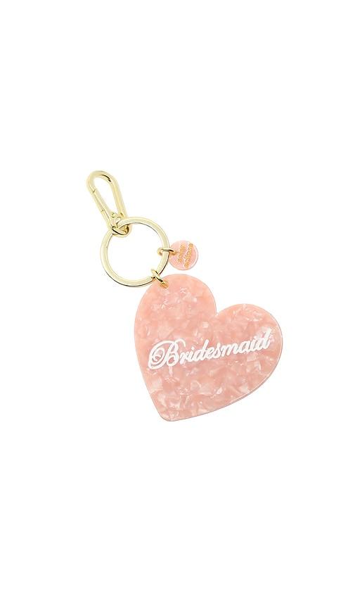 solar eclipse hand-painted bridesmaid bag charm & keychain in pink.