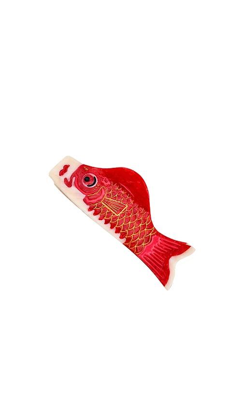 solar eclipse hand-painted carp lantern claw hair clip in red.