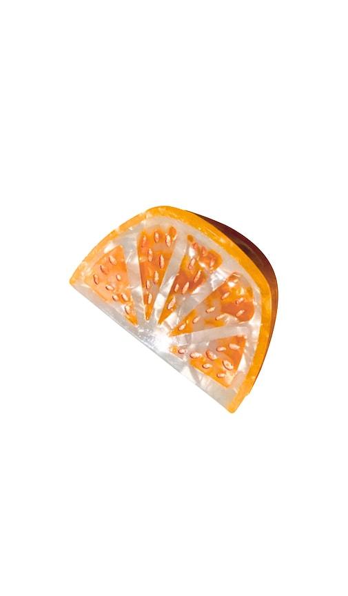 solar eclipse hand-painted citrus slice claw hair clip in orange.