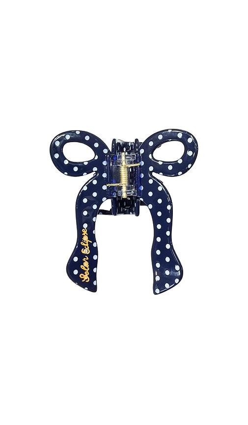solar eclipse hand-painted coquette bow claw hair clip in blue.