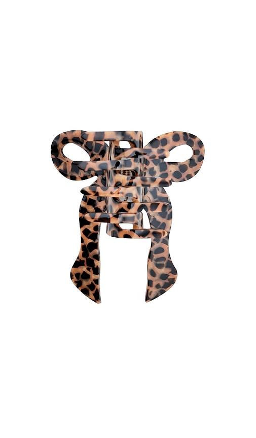 solar eclipse hand-painted coquette bow claw hair clip in leopard.