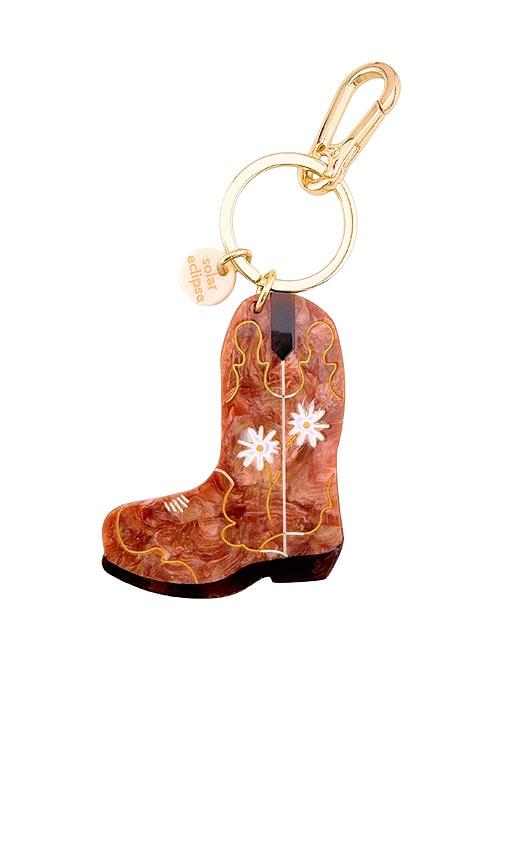 solar eclipse hand-painted daisy cowboy boot bag charm + keychain in beauty: multi.