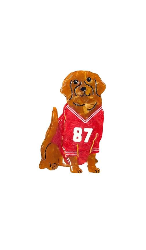 solar eclipse hand-painted football dog claw hair clip in red.