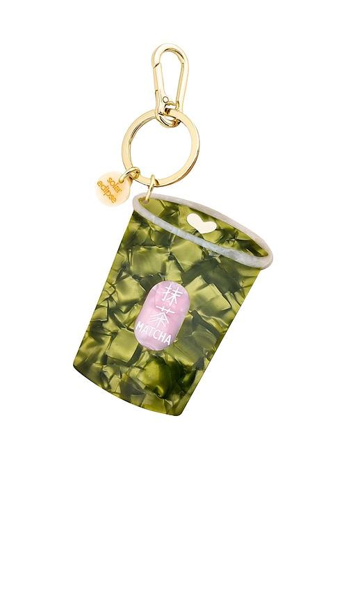 solar eclipse hand-painted matcha bag charm + keychain in brick.