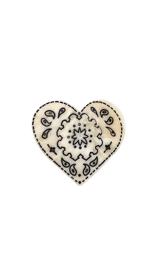 solar eclipse hand-painted mini paisley heart claw hair clip in black & white.