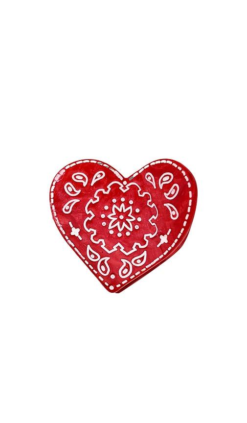 solar eclipse hand-painted mini paisley heart claw hair clip in red.