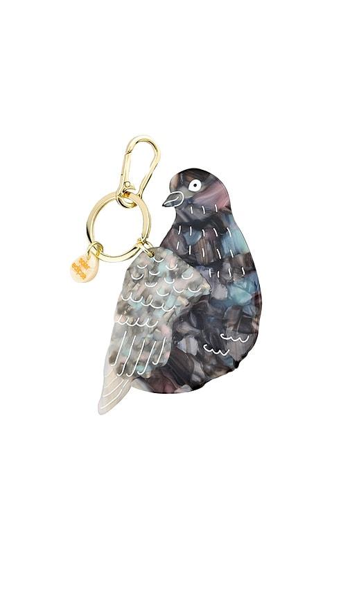 solar eclipse hand-painted pigeon bag charm + keychain in grey.