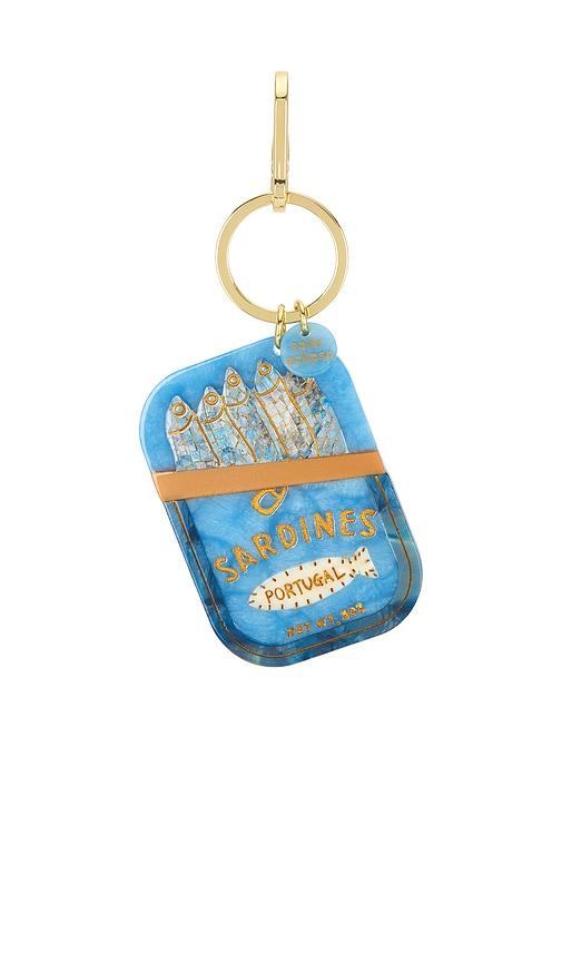 solar eclipse hand-painted sardines bag charm + keychain in black.