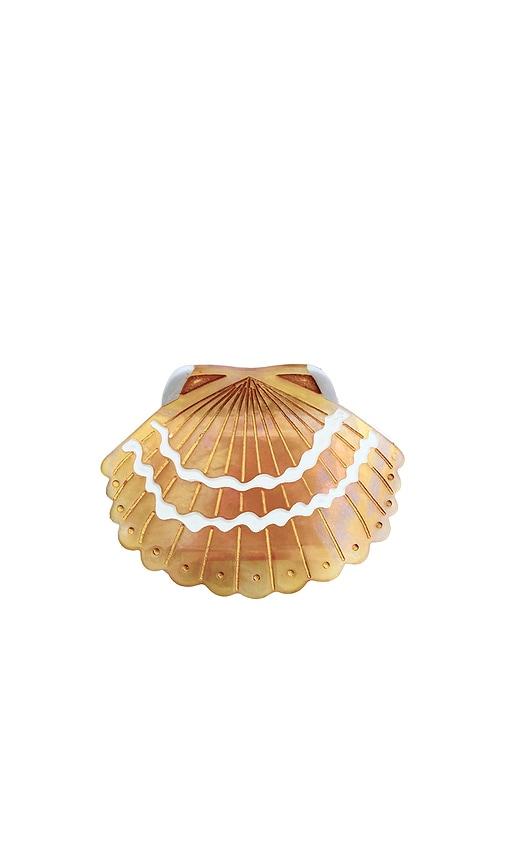 solar eclipse hand-painted seashell claw hair clip in mother of pearl.