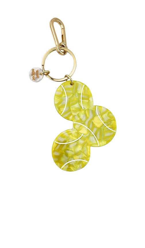 solar eclipse hand-painted tennis ball bag charm + keychain in green.
