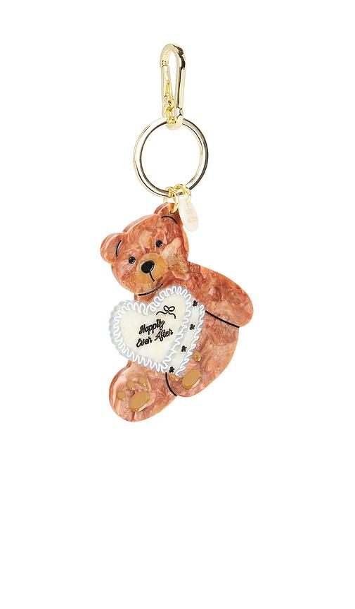 solar eclipse hand-painted trophy wife cake bear bag charm & keychain in brown.