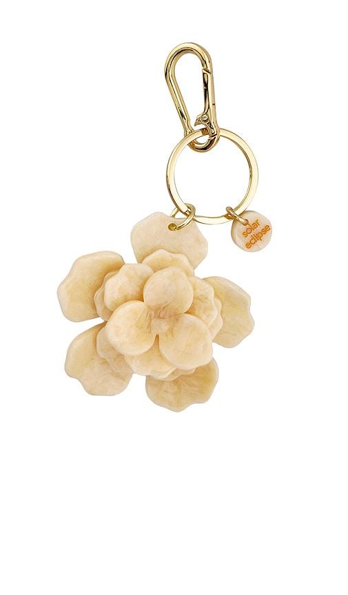 solar eclipse handmade origami gardenia flower bag charm + keychain in cream.
