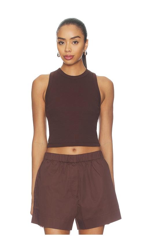 sold out nyc the cropped not so basic tank in chocolate. - size l (also in xs, s, m)