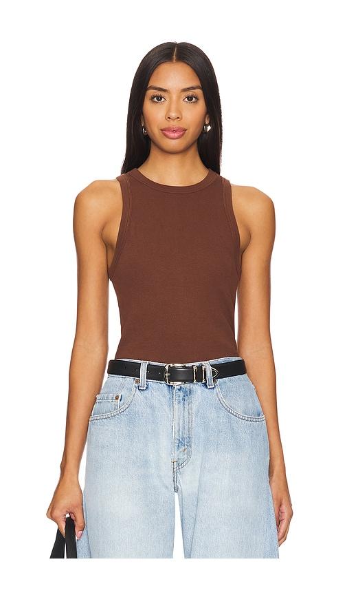 sold out nyc the not so basic tank in chocolate. - size l (also in xs, s, m)