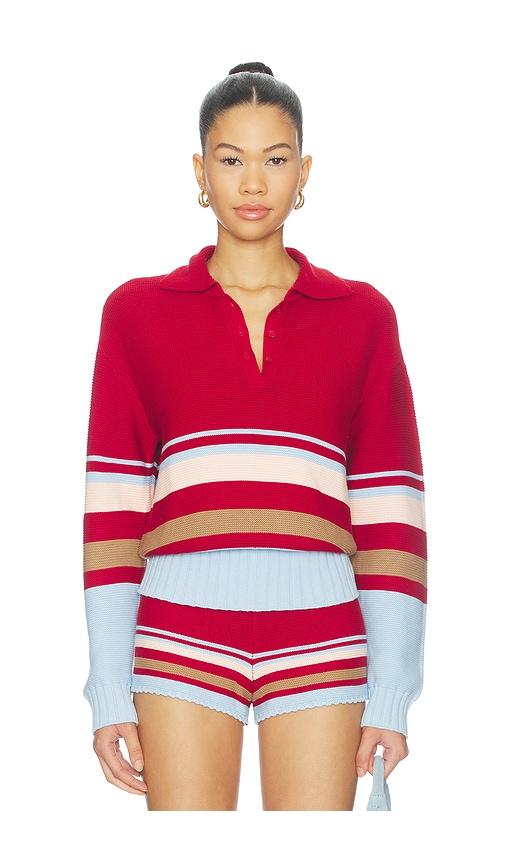 solid & striped the cleo pullover in red. - size l (also in m, s, xl, xs)