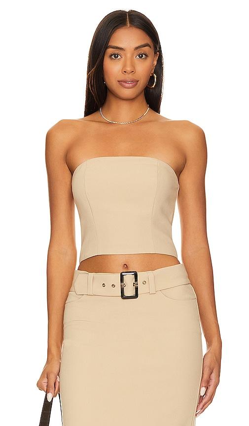 song of style kenly tube top in beige. - size l (also in m)