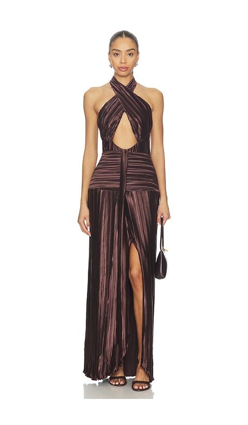 sonya moda ariana plisse dress in brown. - size s (also in xs)