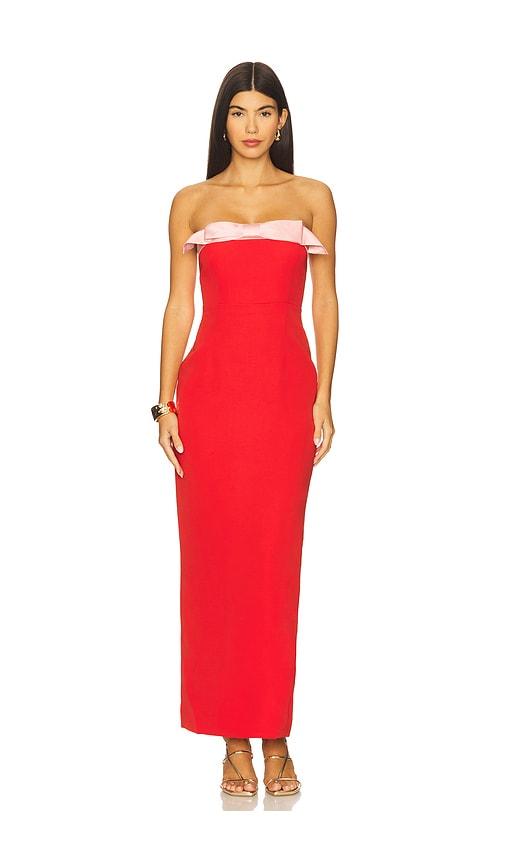 sonya moda ivrea ribbon dress in red. - size l (also in s, xs, m, xl/1x)