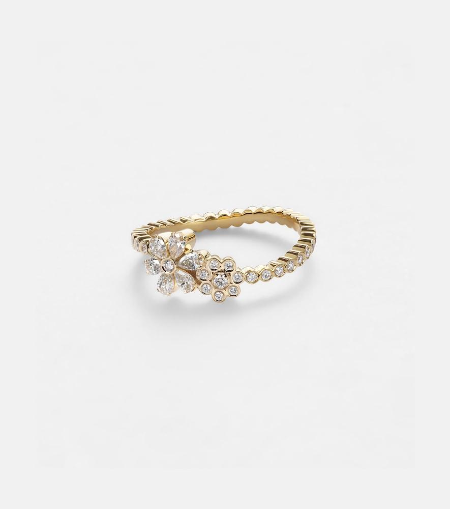 sophie bille brahe cosmos fleur 18kt gold ring with diamonds