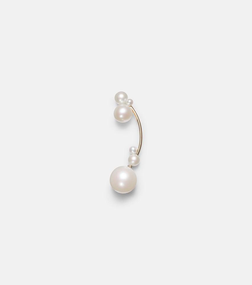 sophie bille brahe grand stella 14kt gold single earring with pearls