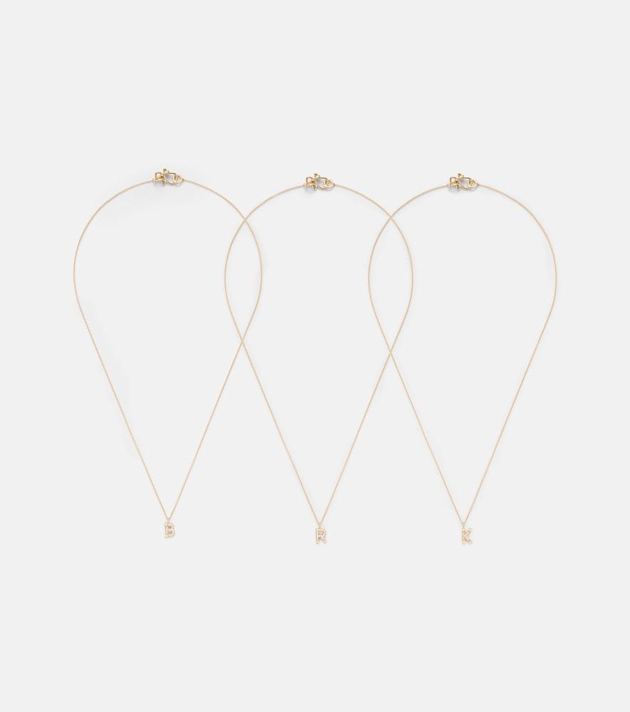 sophie bille brahe initial 18kt gold necklace with diamonds
