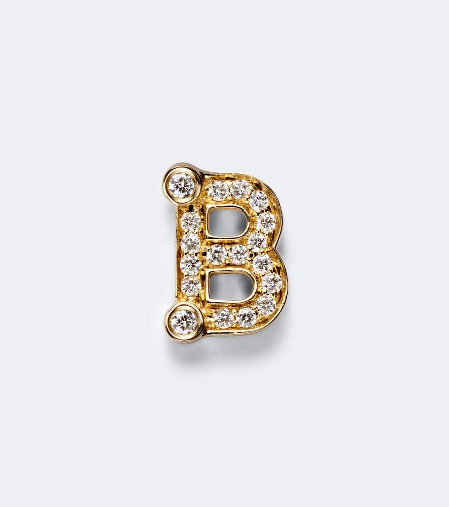 sophie bille brahe initial petite b 18kt gold single earring with diamonds