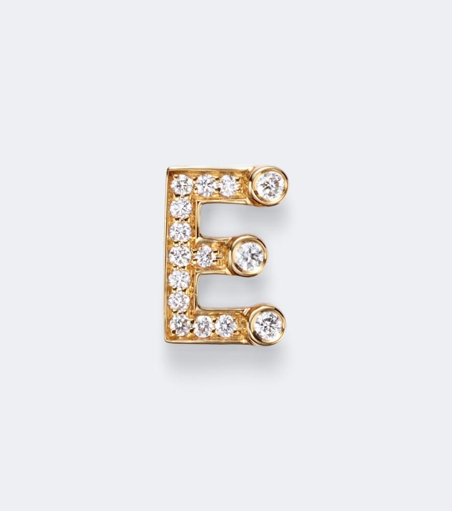 sophie bille brahe initial petite e 18kt gold single earring with diamonds