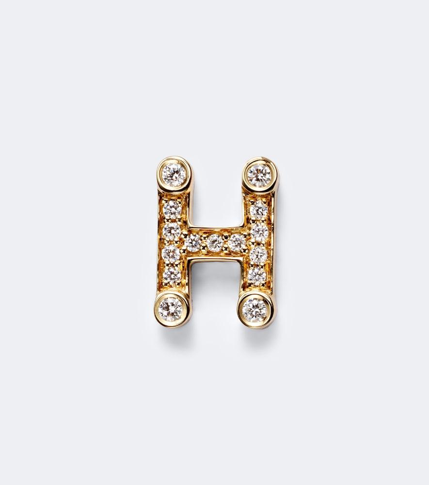 sophie bille brahe initial petite h 18kt gold single earring with diamonds