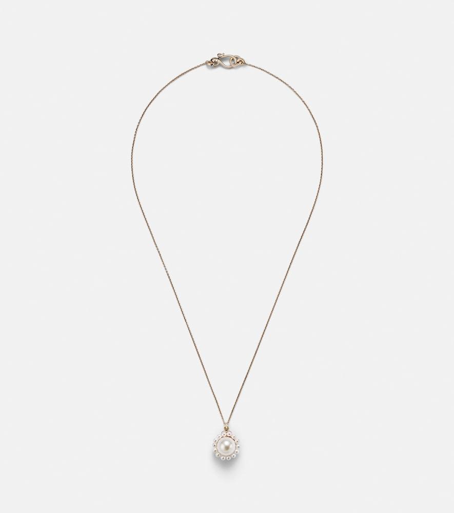 sophie bille brahe jeanne simple 14kt gold necklace with freshwater pearls