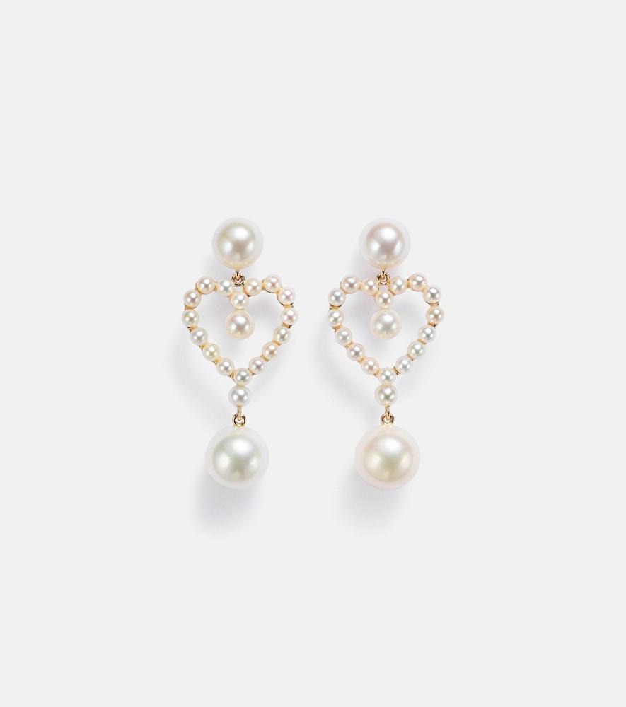 sophie bille brahe pearl heart 14kt gold pendant earrings with pearls