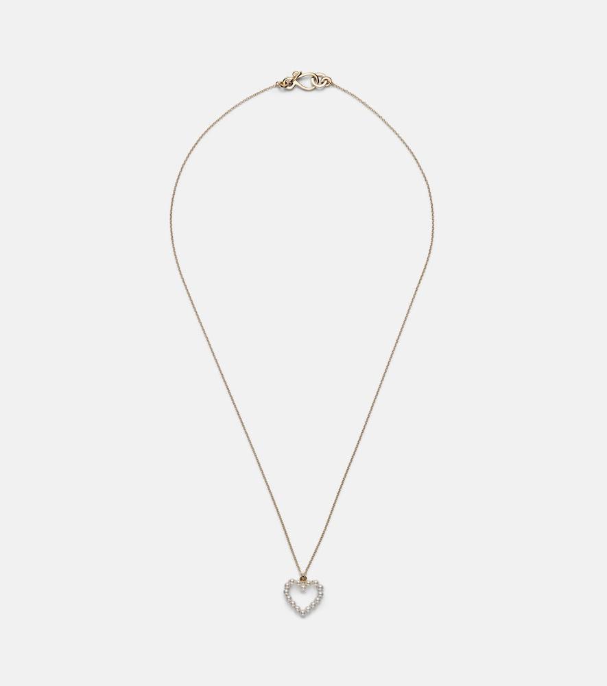 sophie bille brahe pearl heart 14kt gold pendant necklace with pearls