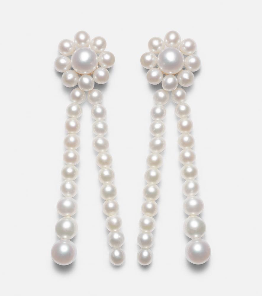 sophie bille brahe promenade de fleur 14kt gold earrings with freshwater pearls