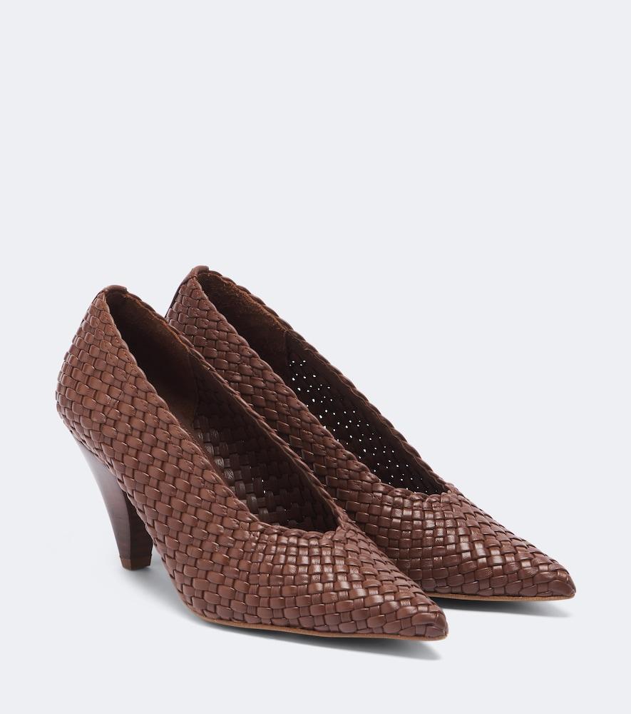souliers martinez samia woven leather pumps