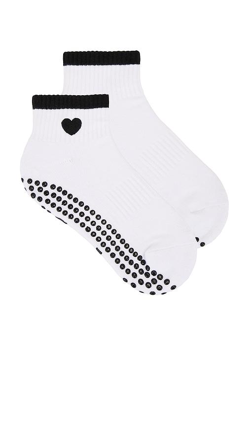 souls. black heart sock in white. - size m-l (also in s-m)
