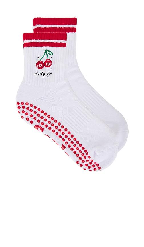 souls. lucky you grip socks in white,red. - size m/l (also in s/m)
