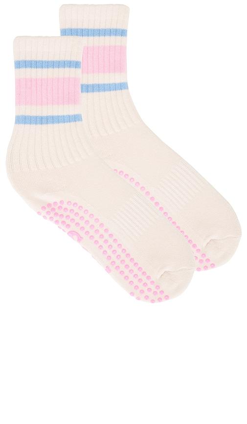 souls. pink retro grip socks in pink. - size m/l (also in s/m)
