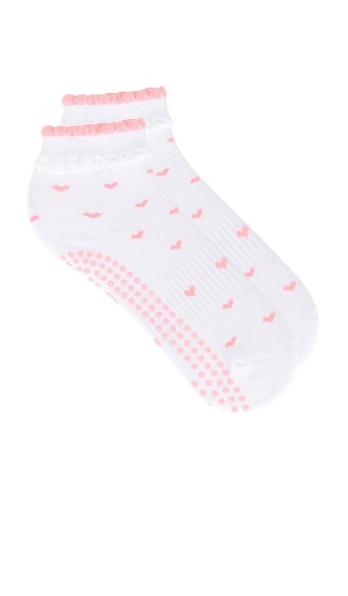 souls. ruffle bow grip socks in white,pink. - size m/l (also in s/m)