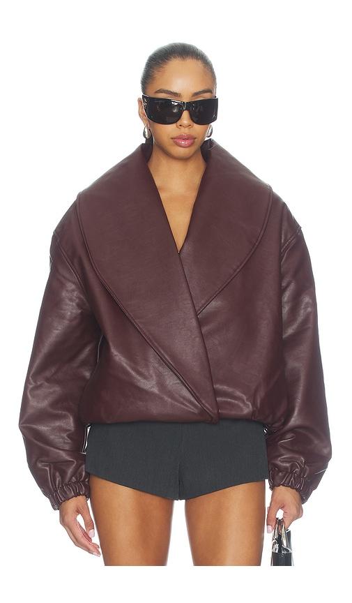 source unknown eleni faux leather bomber jacket in burgundy. - size m/l (also in xs/s)