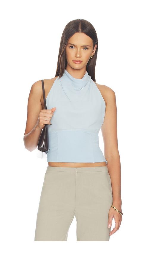 sovere ada halter top in baby blue. - size l (also in s, xs, m)