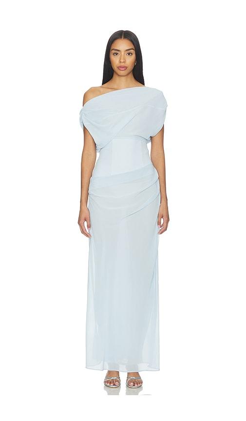 sovere ada off shoulder dress in baby blue. - size m (also in xs)