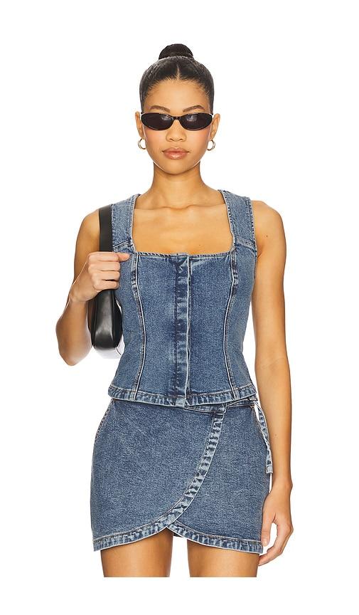 sovere dawn denim bodice top in blue. - size s (also in xs)