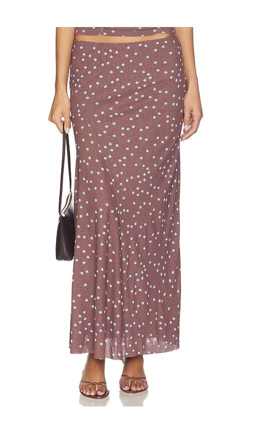 sovere delilah skirt in brown,blue. - size l (also in xs, s, m)
